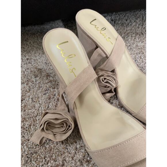 Lulus Alta Light Nude Suede Lace-Up Heel 4 inches Women's Size 11 - Picture 4 of 11
